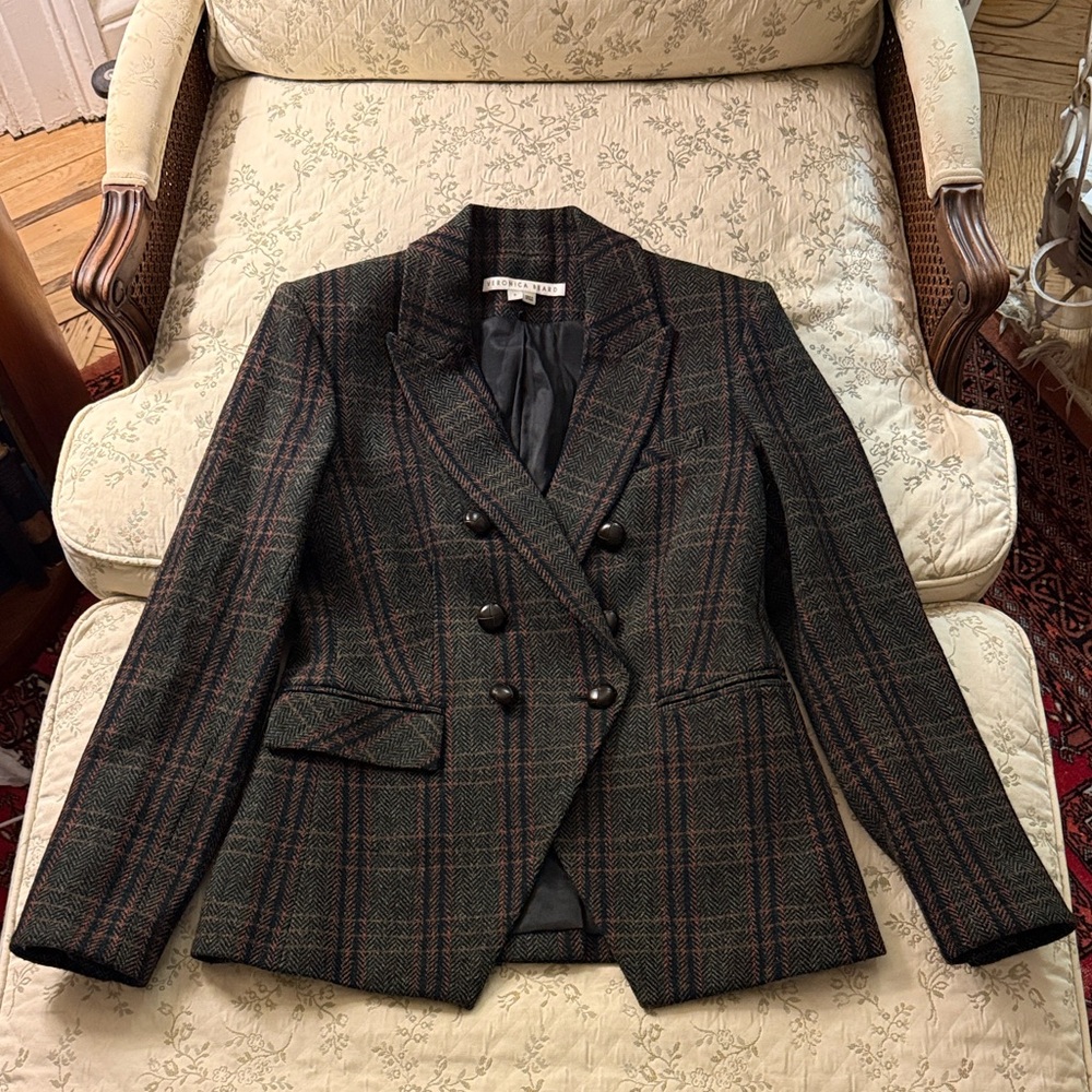 Veronica Beard Plaid Blazer - Black and Red